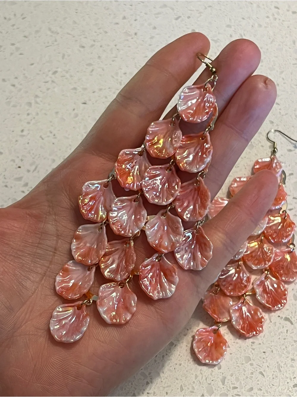 Pink‎ Shell Cascade Drop Earrings